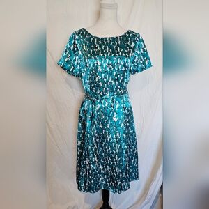 *EUC* Alex Marie Blue and White Midi Dress with Flutter Sleeves